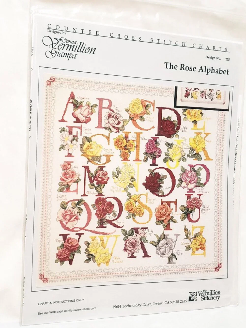 The Rose Alphabet Cross Stitch Pattern Vermillion Stitchery